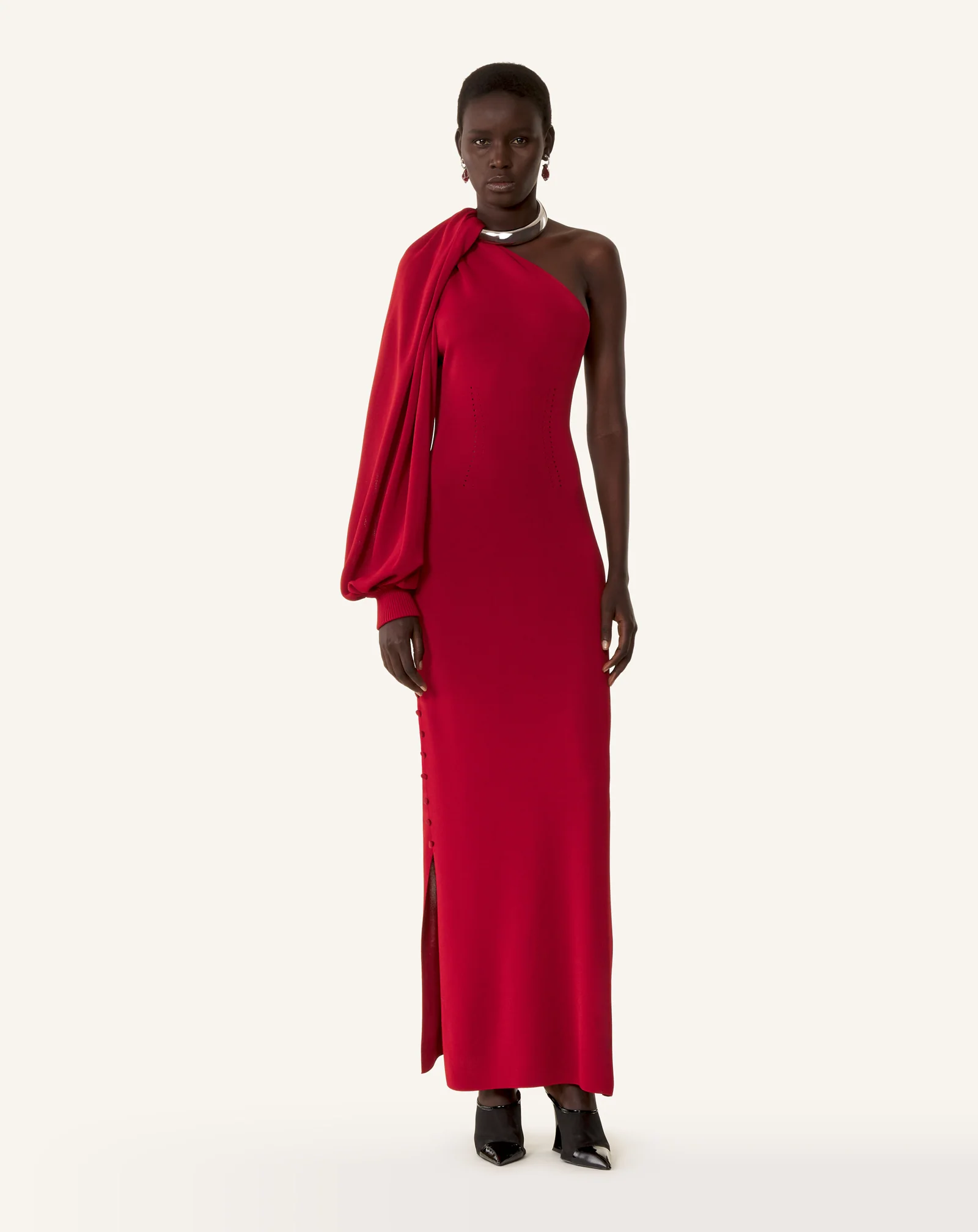 ASYMMETRICAL CHOKER DRESS IN VISCOSE - Image 2