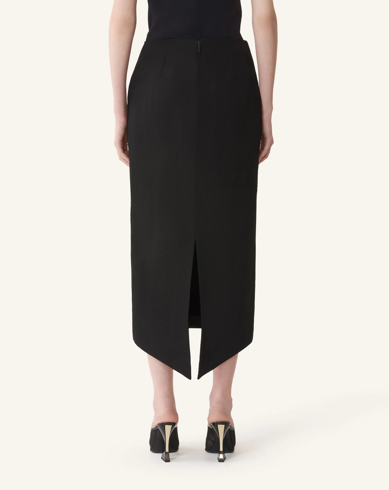 ASYMMETRICAL MIDI SKIRT IN SILK AND VISCOSE - Image 4