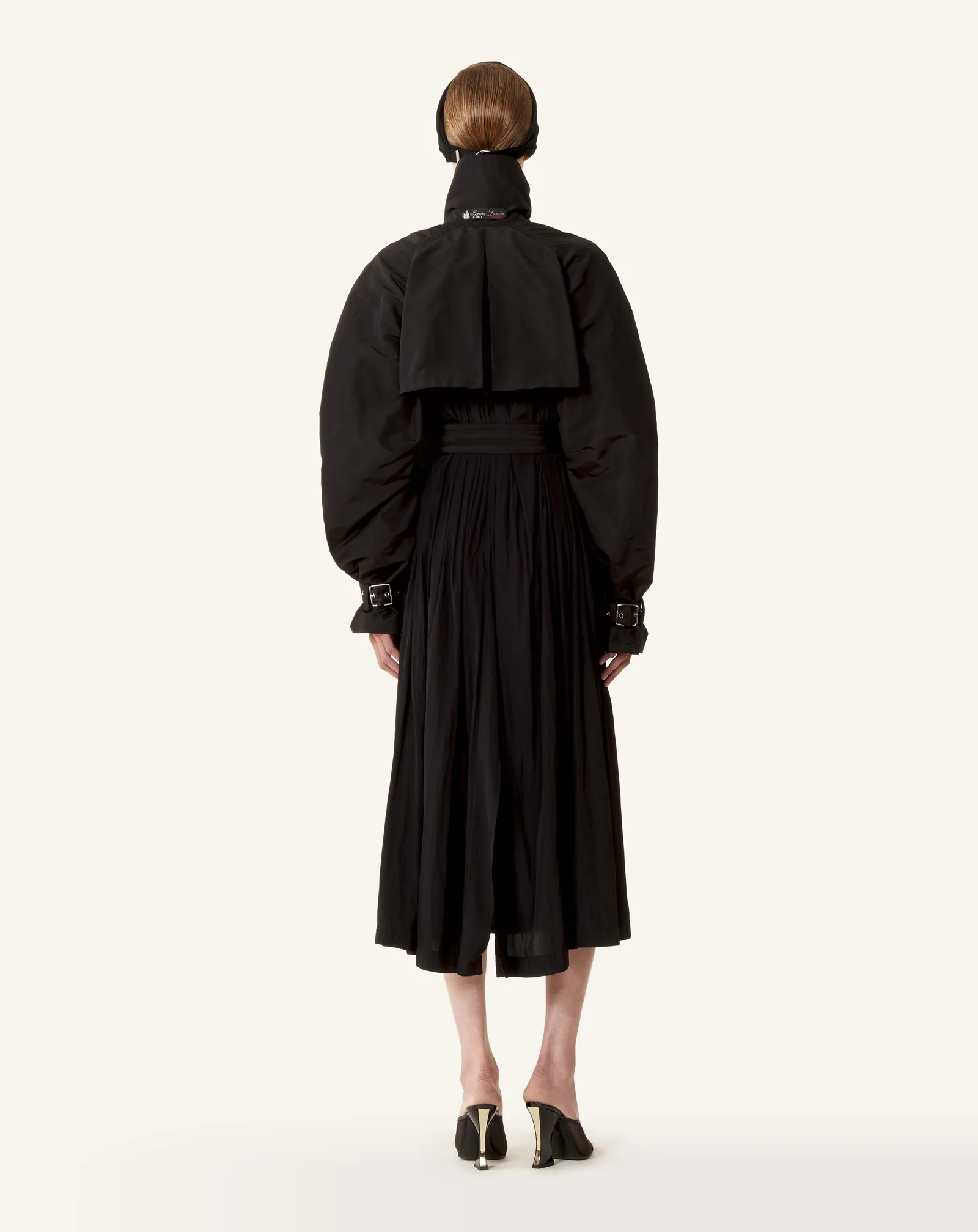 BI-MATERIAL TRENCH COAT IN SILK FAILLE AND CHARMEUSE FABRIC - Image 4