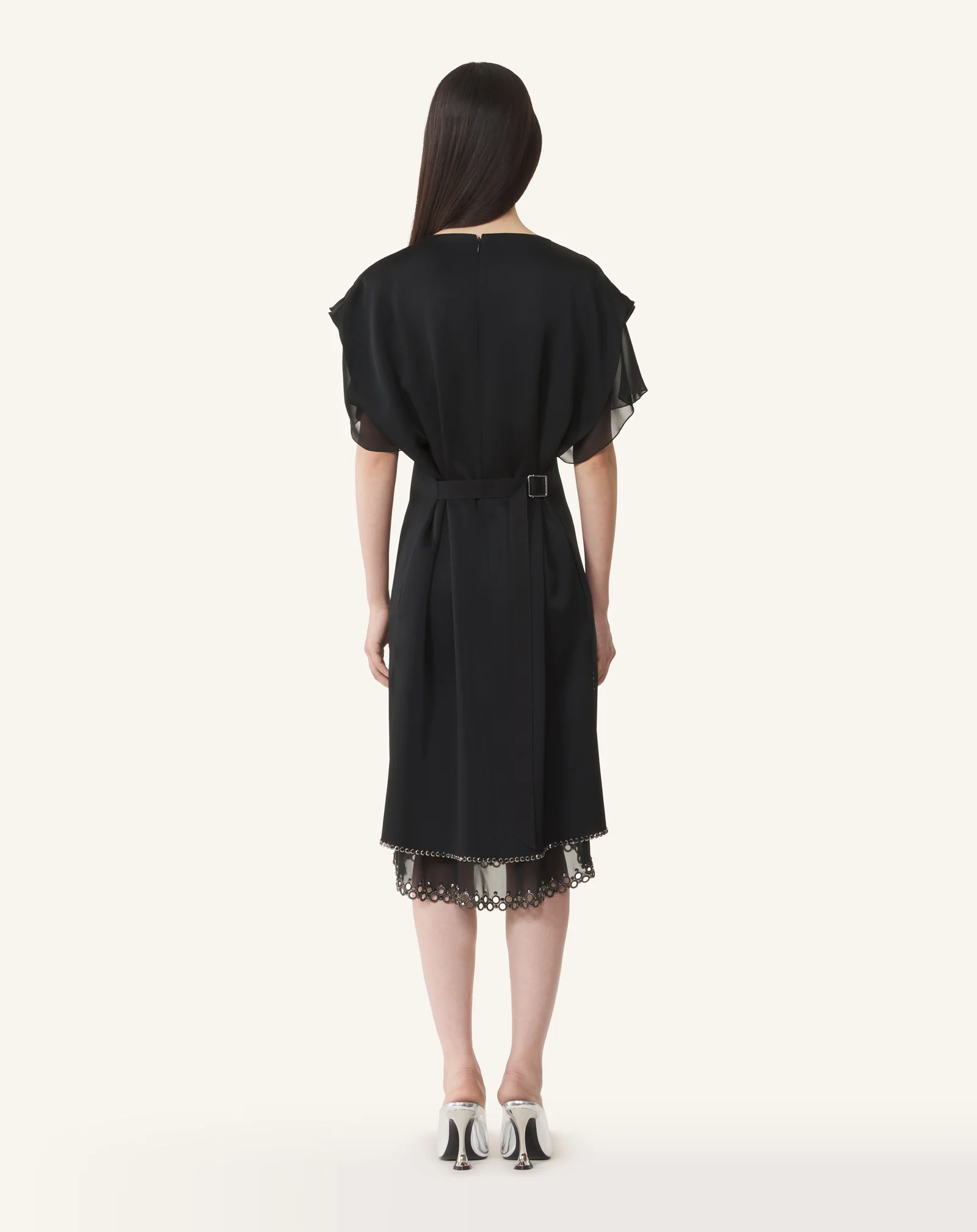 EMBROIDERED MIDI DRESS IN SATIN - Image 4