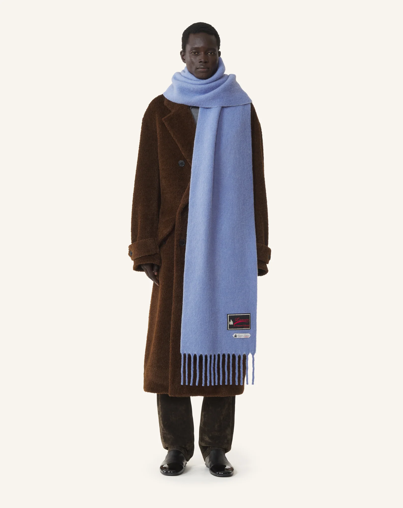 FRINGED WOOL SCARF WITH 22 FAUBOURG LABEL - Image 2