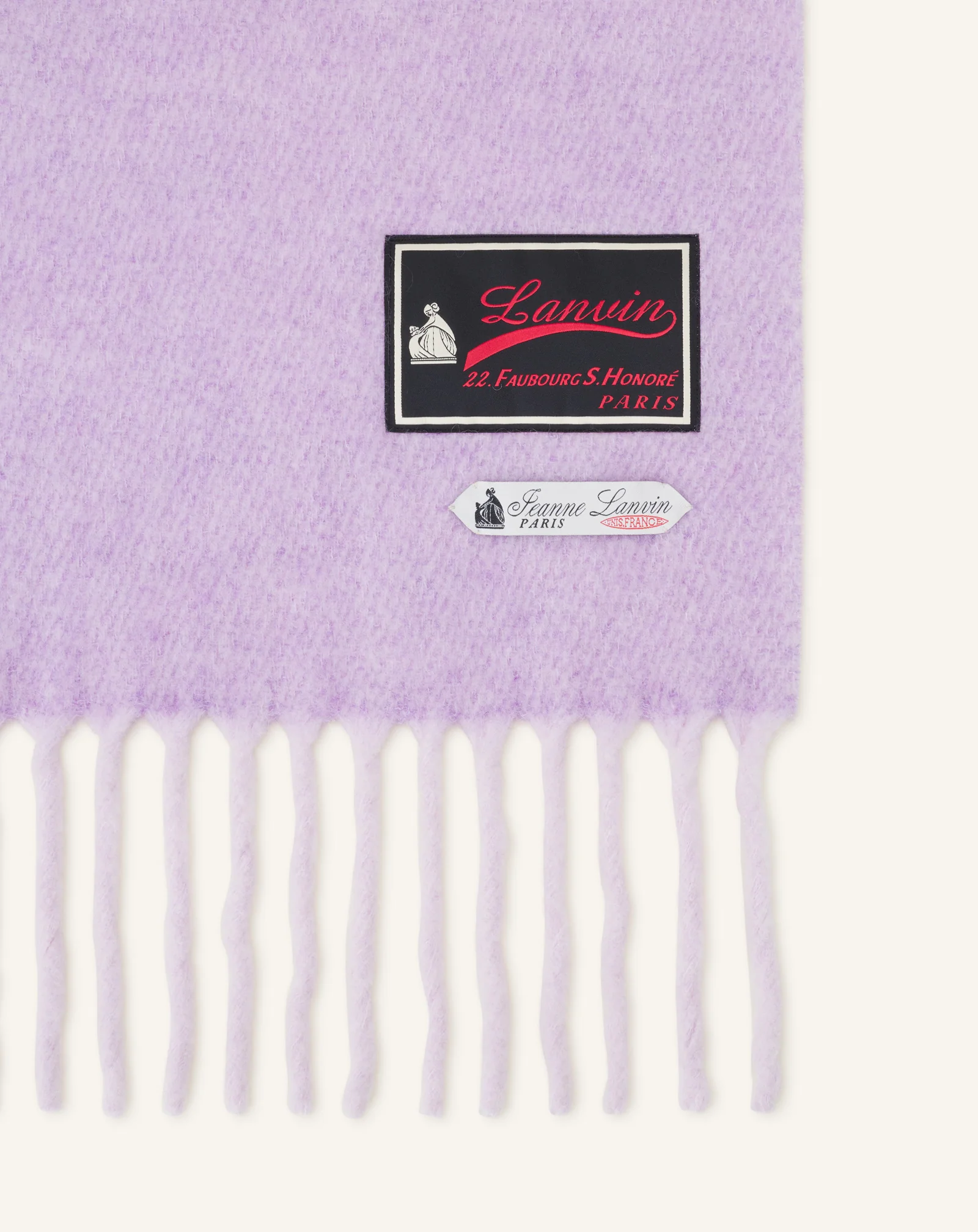 FRINGED WOOL SCARF WITH 22 FAUBOURG LABEL - Image 3