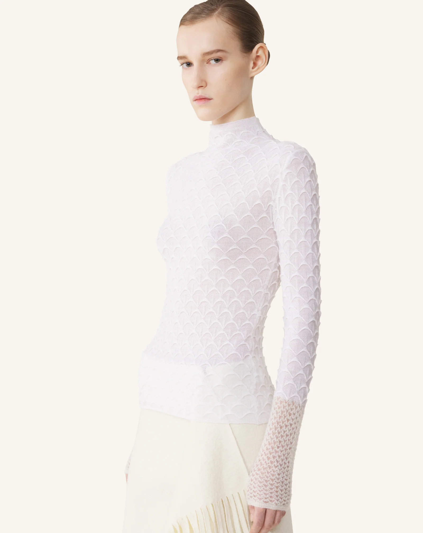 HIGH-NECK TOP IN WOOL AND MOHAIR - Image 3