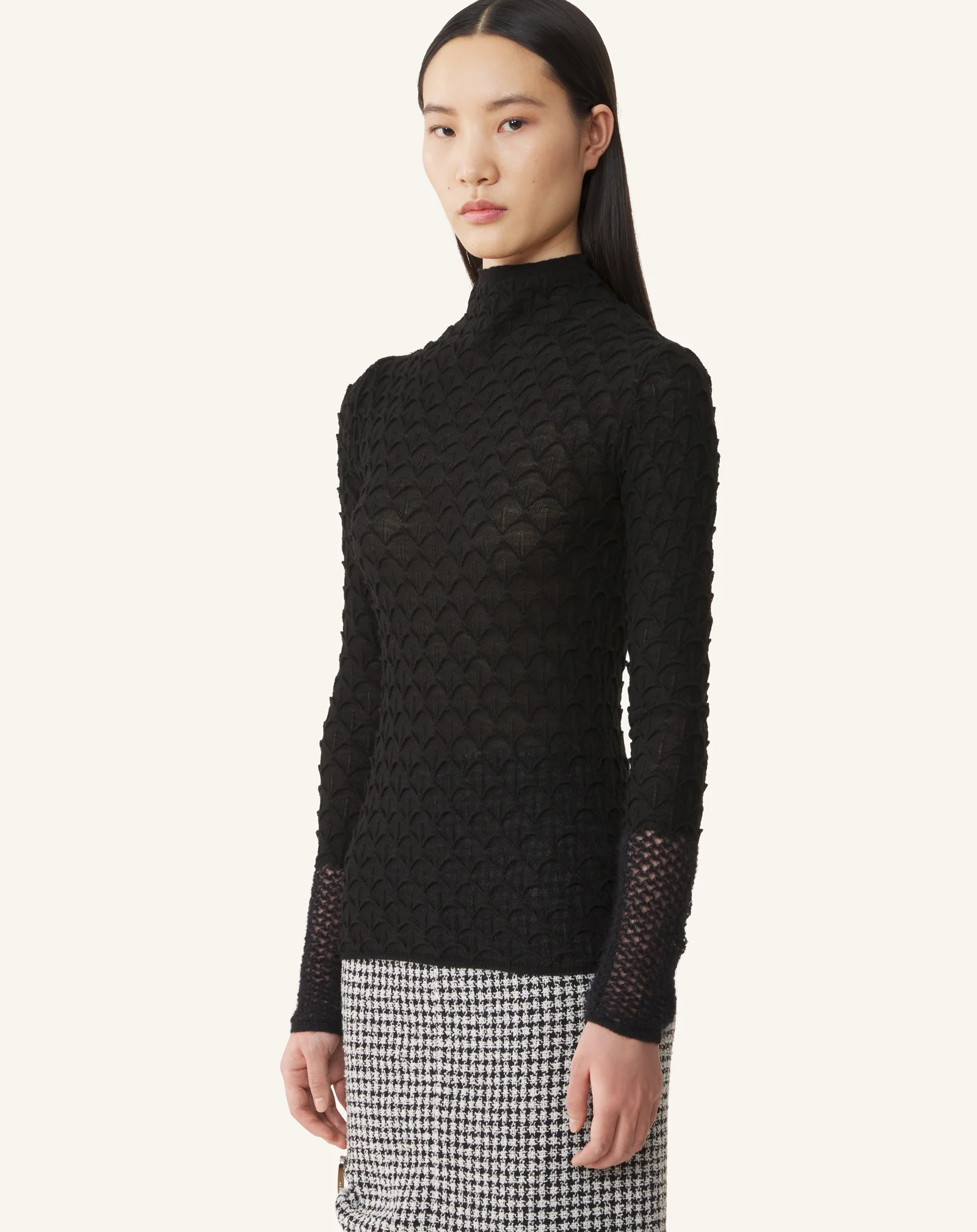 HIGH-NECK TOP IN WOOL AND MOHAIR - Image 3