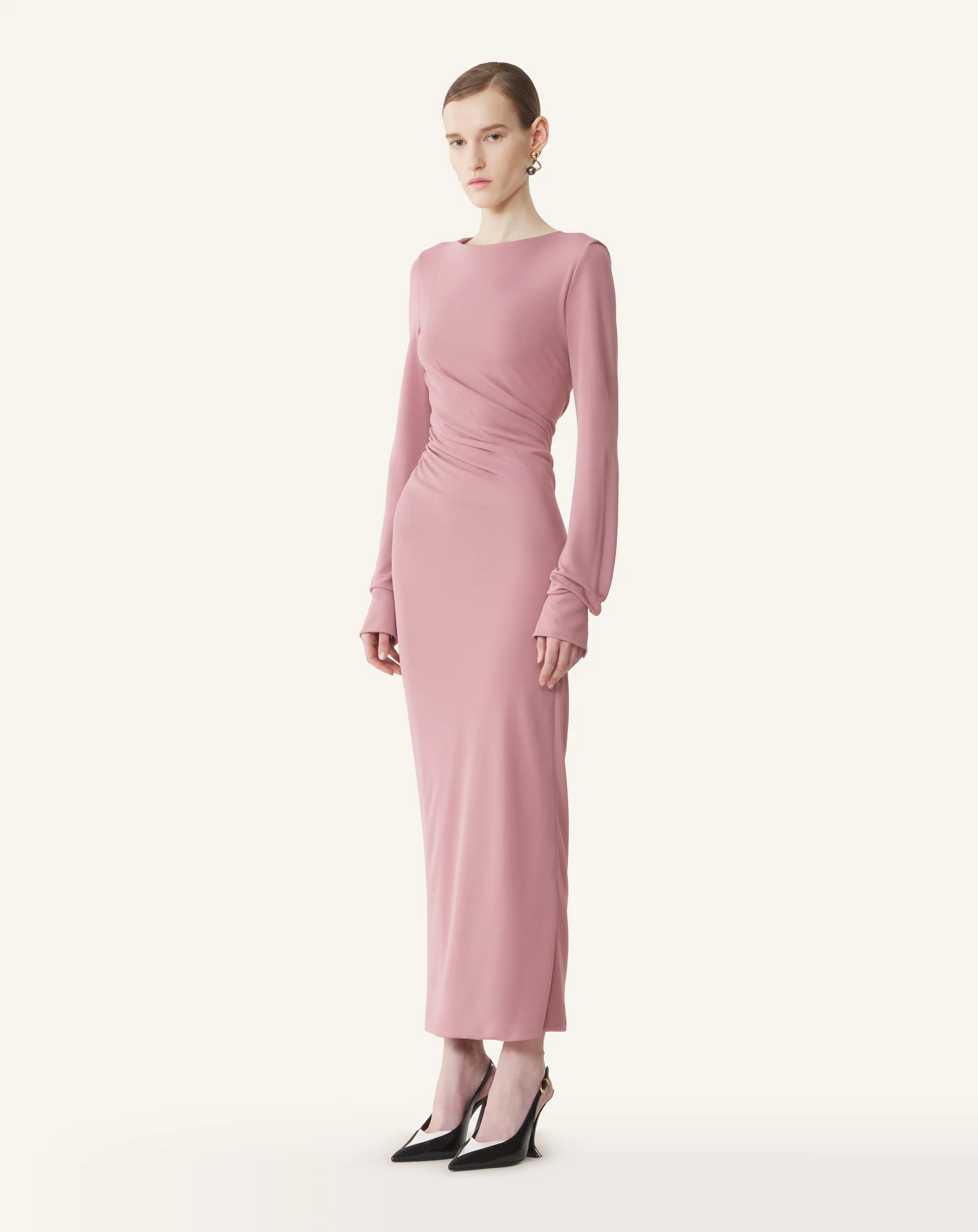 LONG DRAPED DRESS IN CREPE JERSEY - Image 3