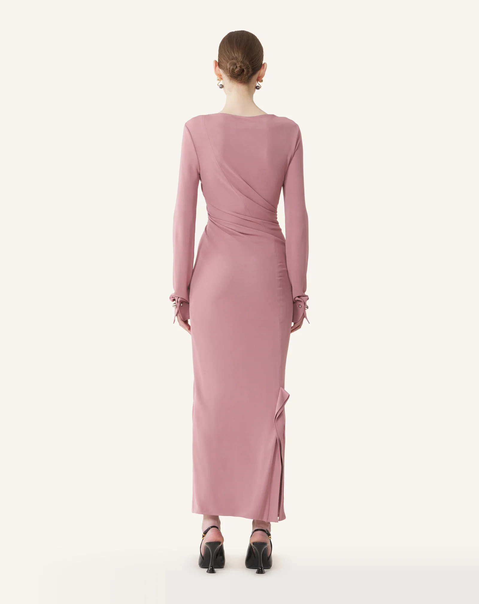 LONG DRAPED DRESS IN CREPE JERSEY - Image 4