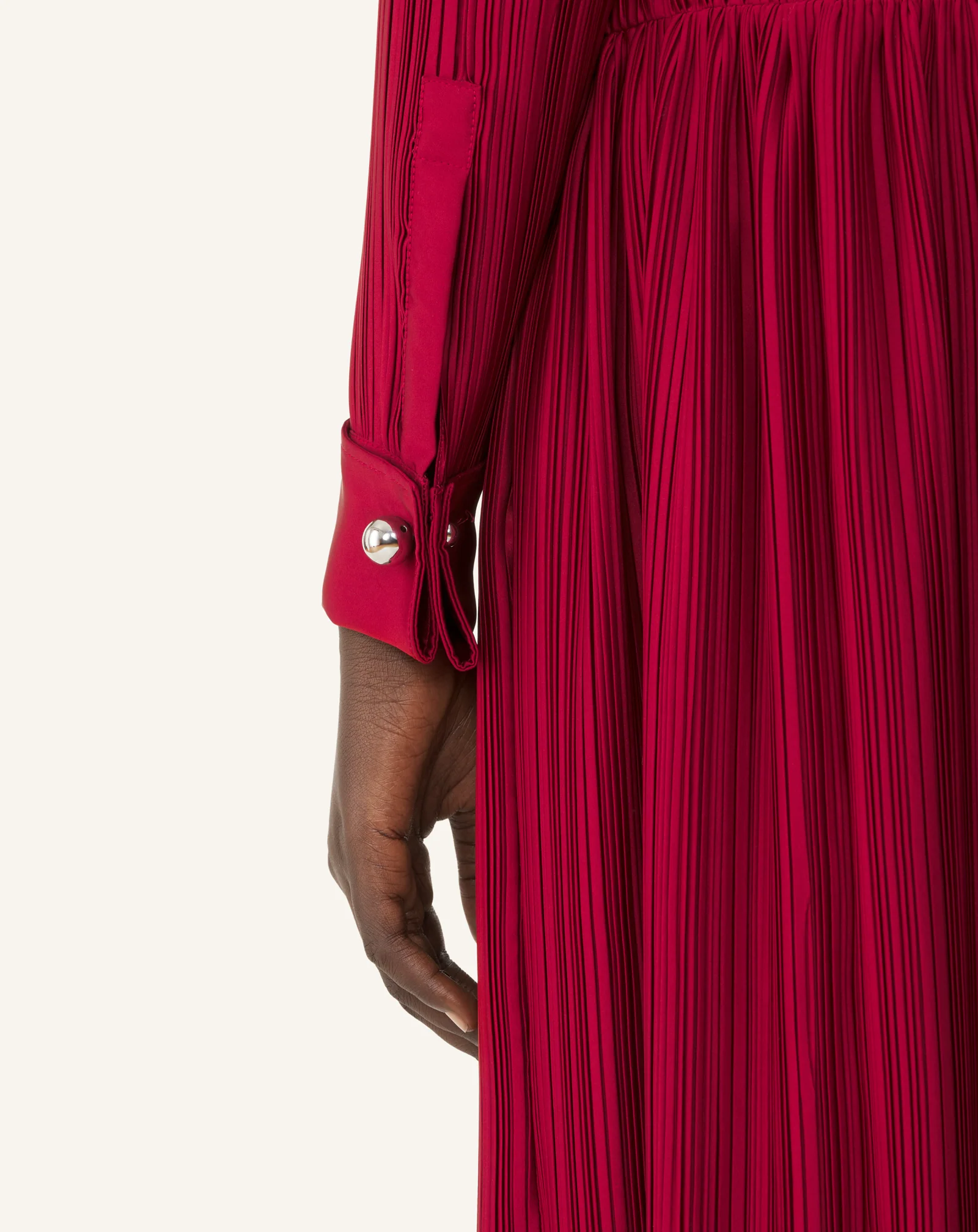 LONG PLEATED CHARMEUSE DRESS - Image 6