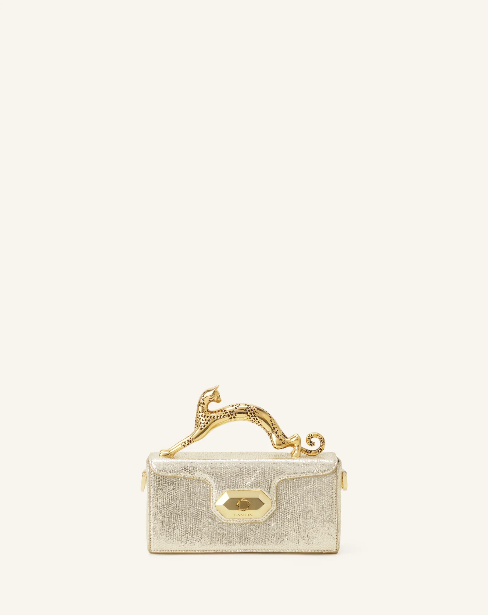PENCIL CAT NANO BAG IN CRACKLED METALLIC LEATHER
