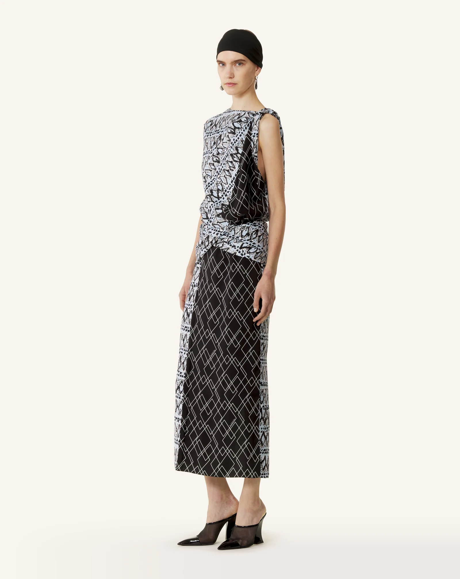 PRINTED SILK PATCHWORK DRESS - Image 4