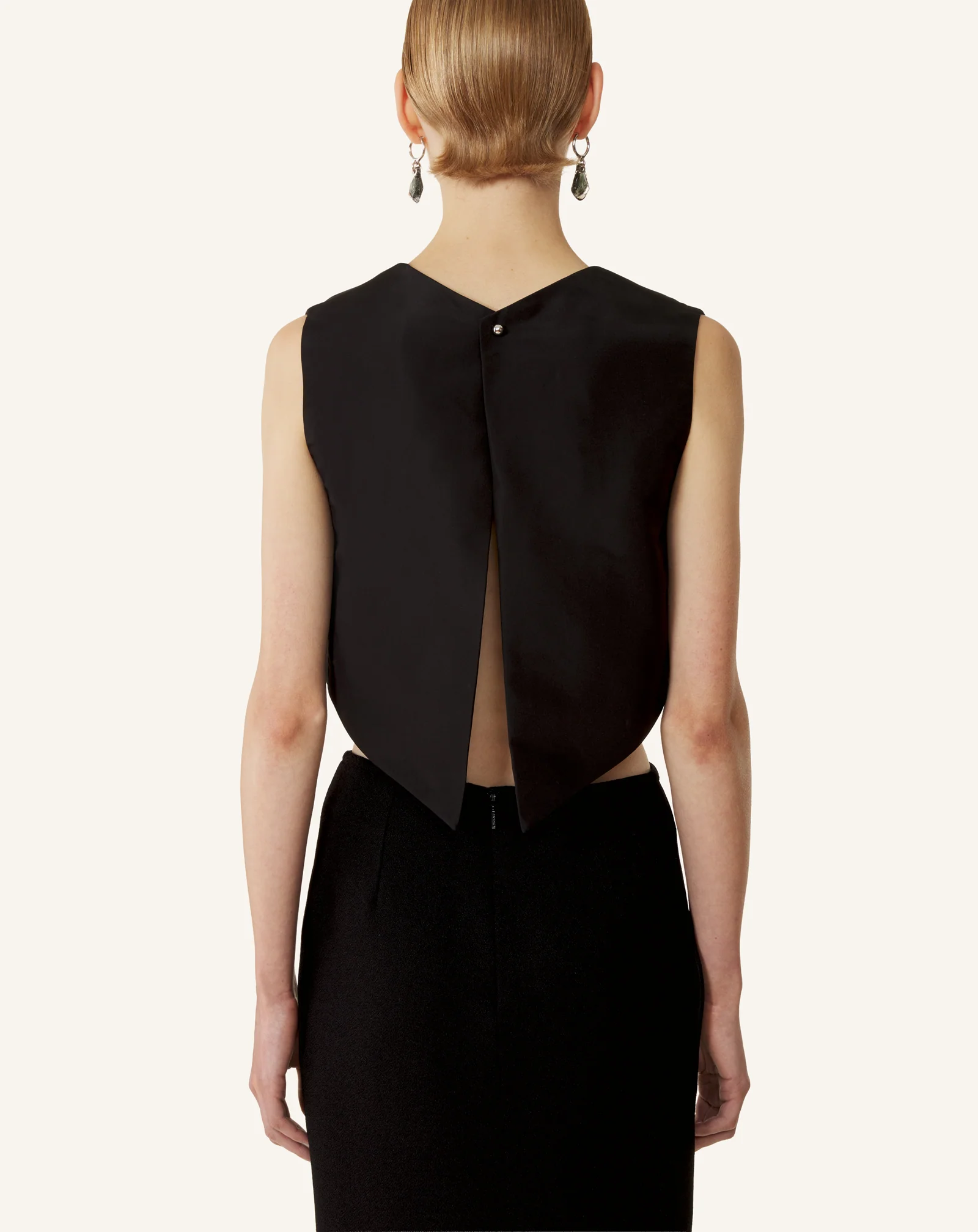 SILK FAILLE CROPPED TOP - Image 2