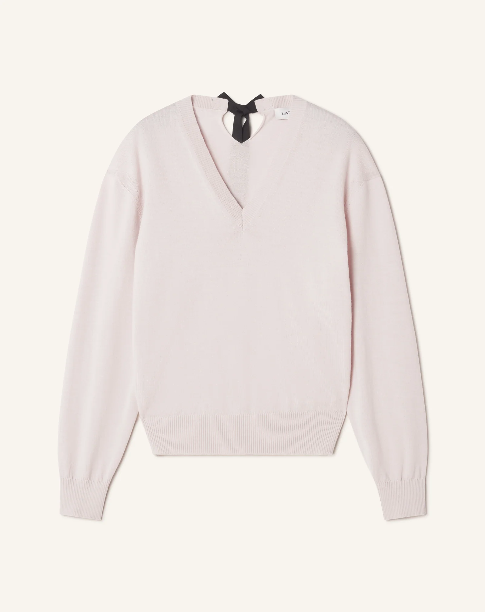 V-NECK MERINO SWEATER WITH GROSGRAIN DETAIL